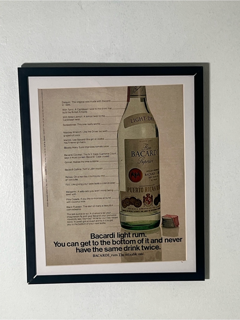Bacardi Rum Vintage Style Framed Art Advertisement Home Decor Memorabilia